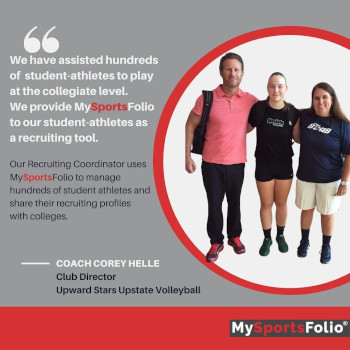 We have assisted hundreds of student-athletes to play at the collegiate level. We provide MySportsFolio to our student-athletes as a recruiting tool. Our Recruiting Coordinator uses MySportsFolio to manage hundreds of student athletes and share share their recruiting profiles with colleges.
